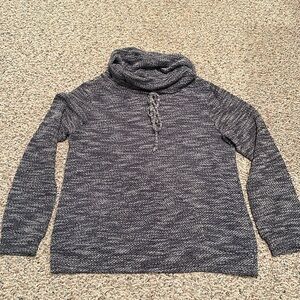 Space Dyed French Terry Knit Cowl Neck Pullover w/ kangaroo pocket